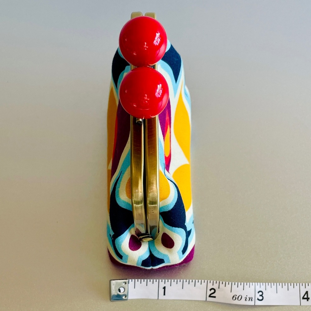 Handmade Gamaguchi Style Coin Purse - Atomic Floral Pop Art Print - Picture 8 of 9